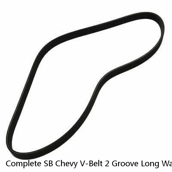 Complete SB Chevy V-Belt 2 Groove Long Water Pump Pulley Kit Black Steel 327 350 #1 image